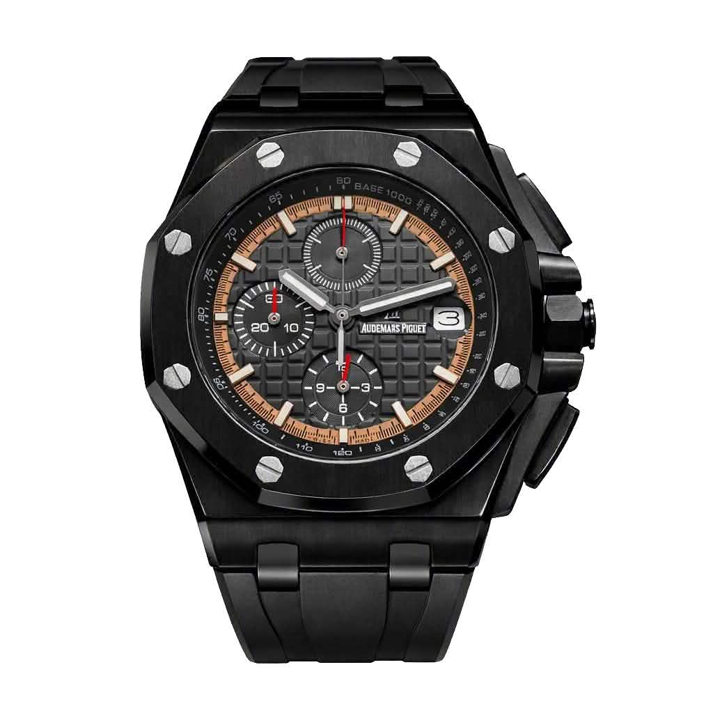 ساعت مردانه اودمار پیگه کرنوگراف Royal Oak Offshore بند پیو مشکی